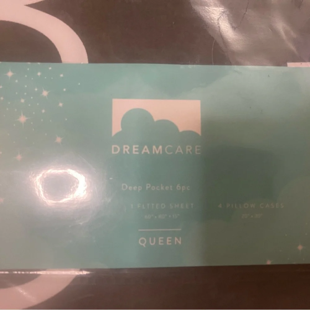 Dreamcare Microfiber Deep Pocket 6 Piece Sheets Set Queen Gray White Symbol